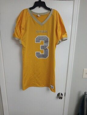 Yellow Autauga County Academy Men's Football Jersey Shirt - Size Medium